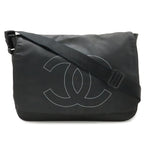 Chanel Sports Line CC Logo Messenger Bag Crossbody Rubber Coating Black