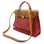 Hermes Herbag Zip PM 2-Way Shoulder Bag Toile Officier Leather Red Pouch — view 2