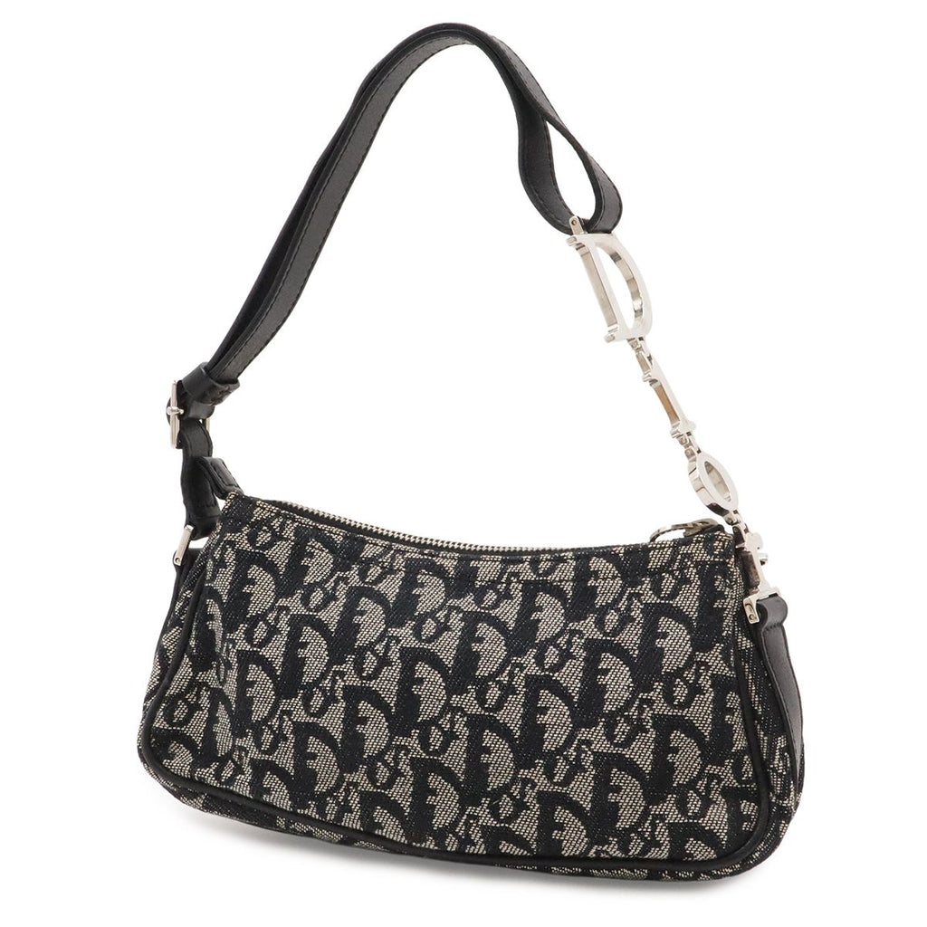 Dior Trotter Shoulder Bag Canvas Leather Navy Silver — view 2