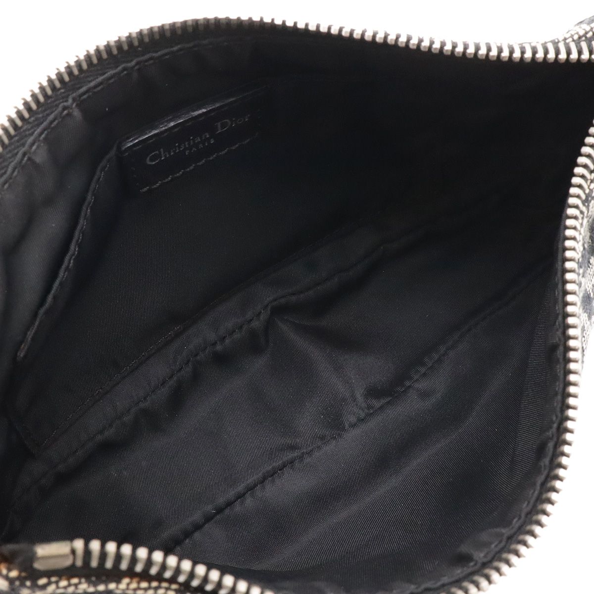 Dior Trotter Shoulder Bag Canvas Leather Navy Silver — view 6