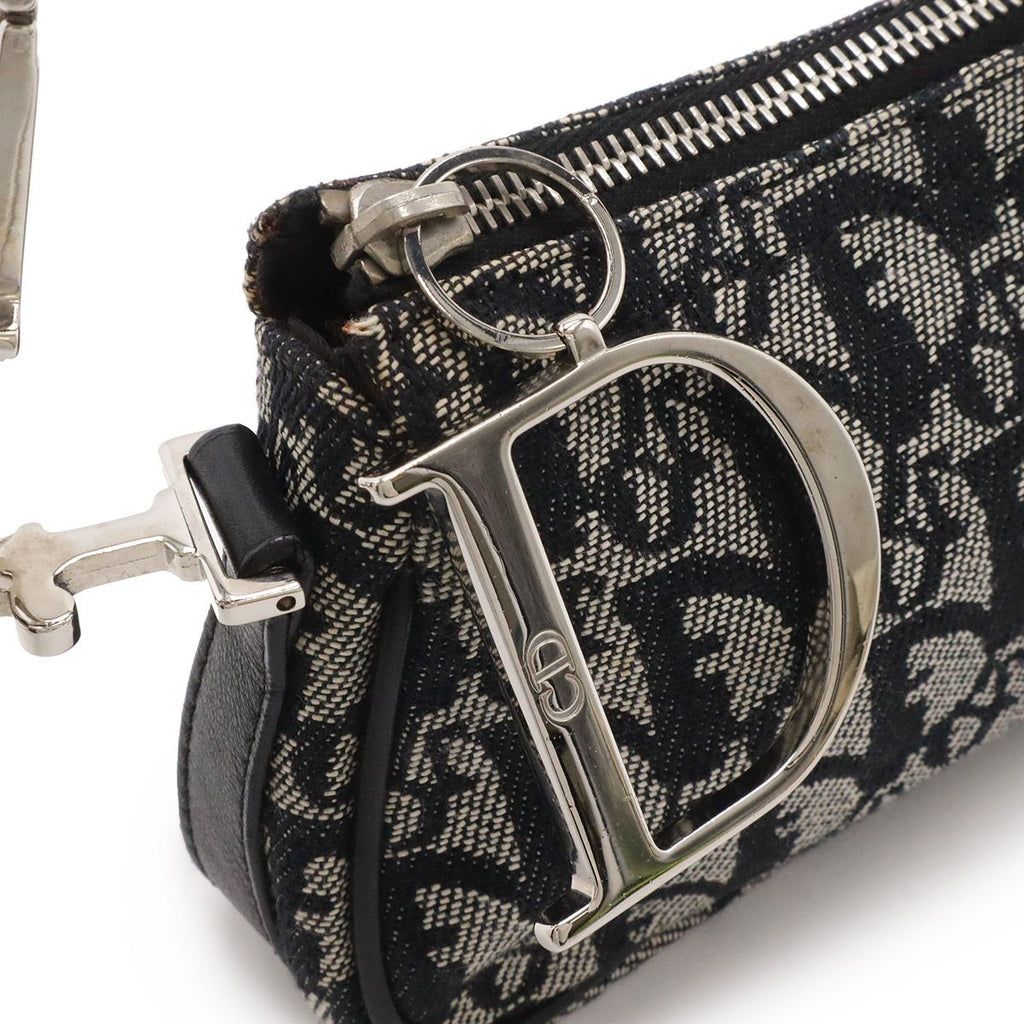 Dior Trotter Shoulder Bag Canvas Leather Navy Silver — view 4