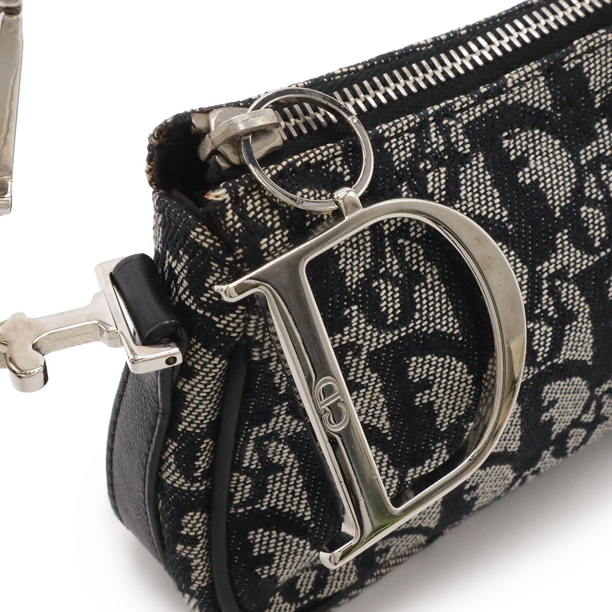 Dior Trotter Shoulder Bag Canvas Leather Navy Silver — view 4