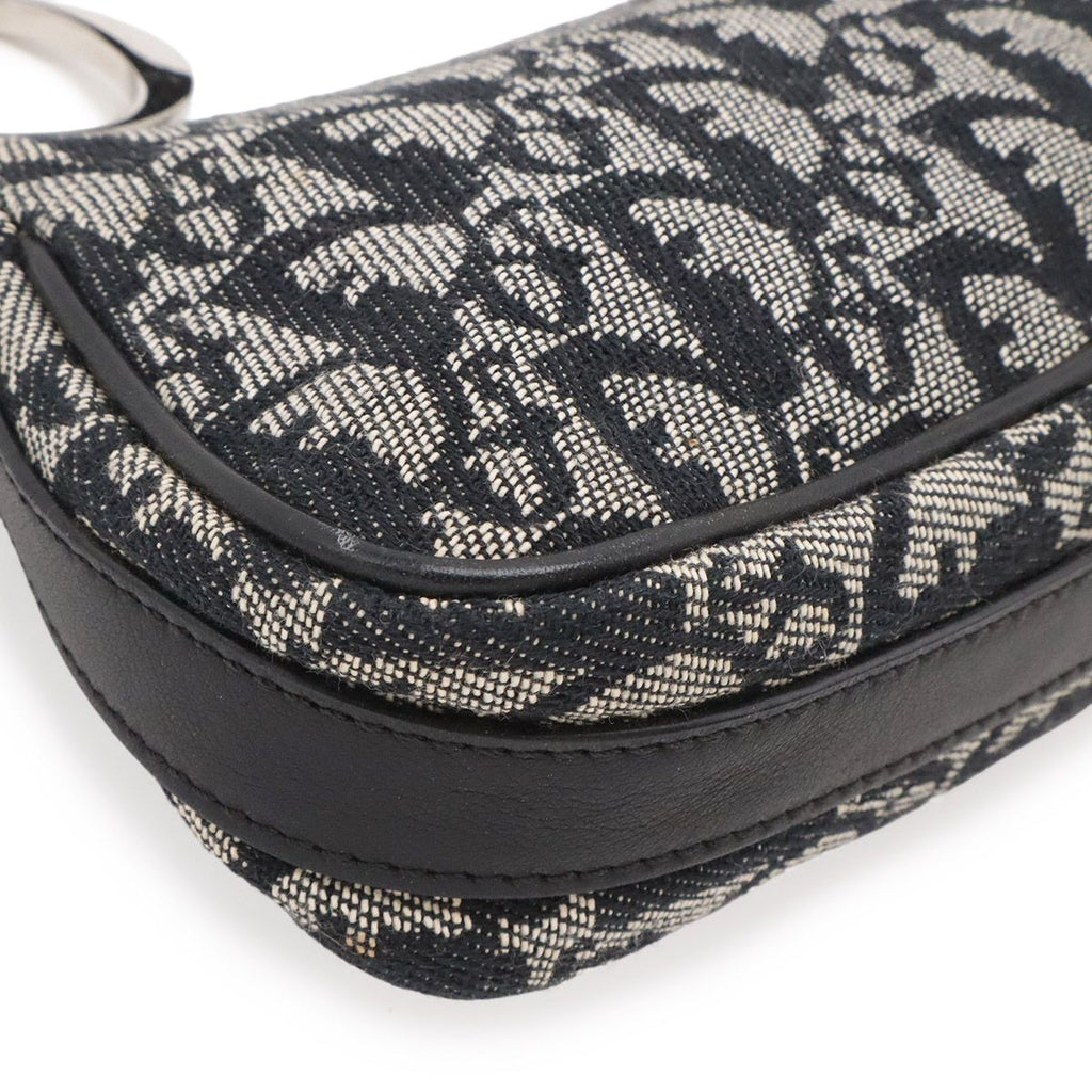 Dior Trotter Shoulder Bag Canvas Leather Navy Silver — view 3