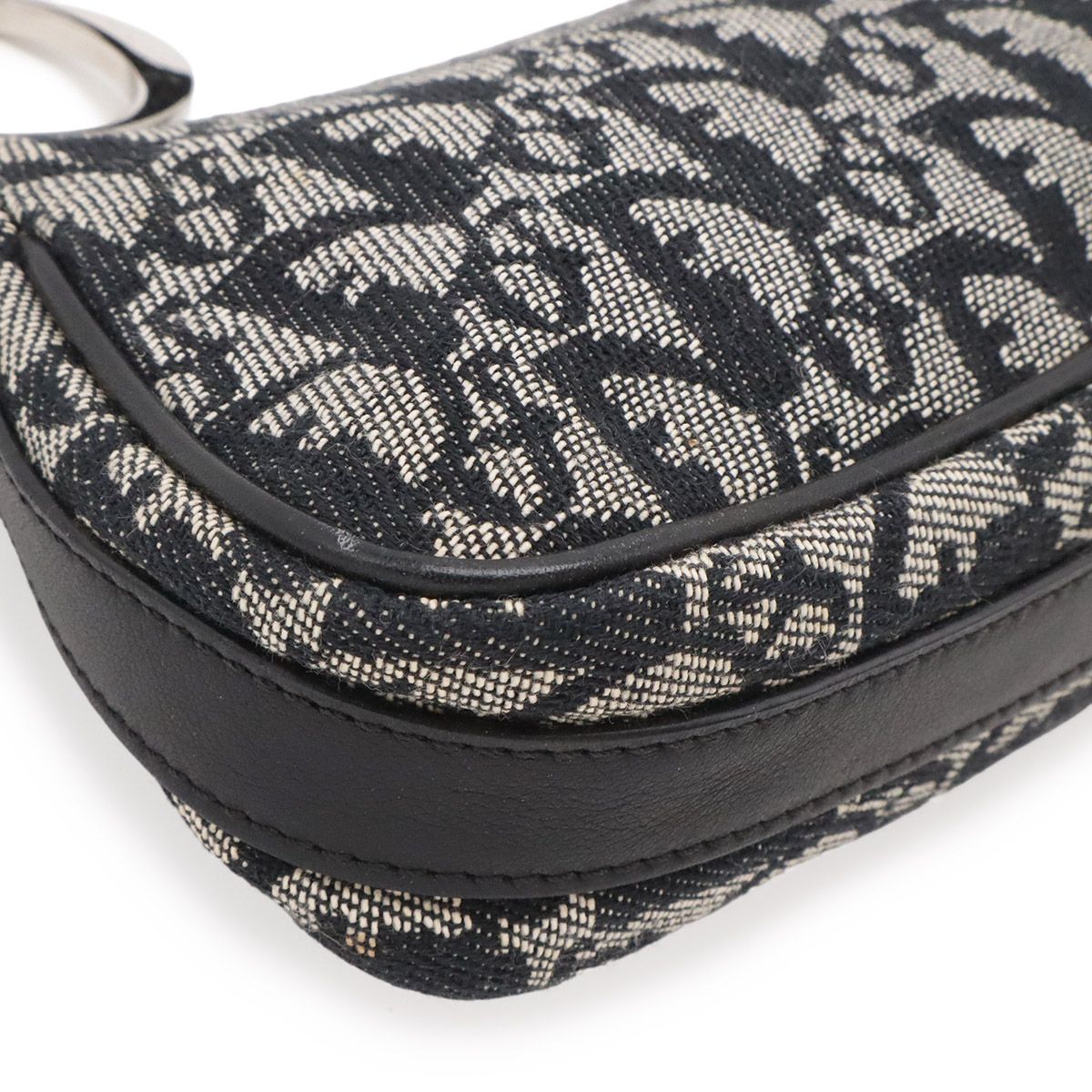 Dior Trotter Shoulder Bag Canvas Leather Navy Silver — view 3