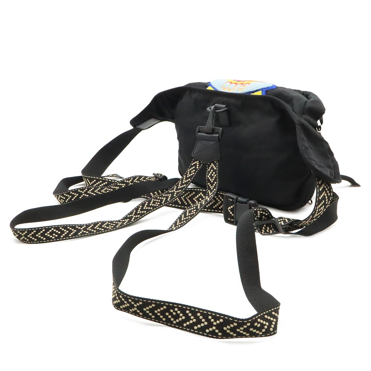 Gucci Terry Cloth Patch Belt Bag 2-Way Backpack Patchwork Nylon Black — view 2