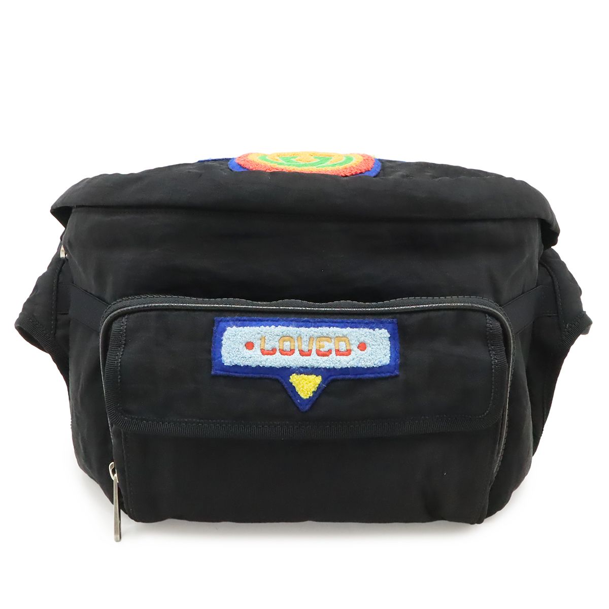 Gucci Terry Cloth Patch Belt Bag 2-Way Backpack Patchwork Nylon Black