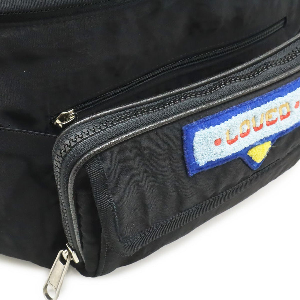 Gucci Terry Cloth Patch Belt Bag 2-Way Backpack Patchwork Nylon Black — view 8