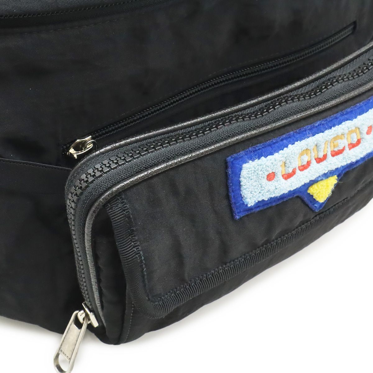 Gucci Terry Cloth Patch Belt Bag 2-Way Backpack Patchwork Nylon Black — view 8