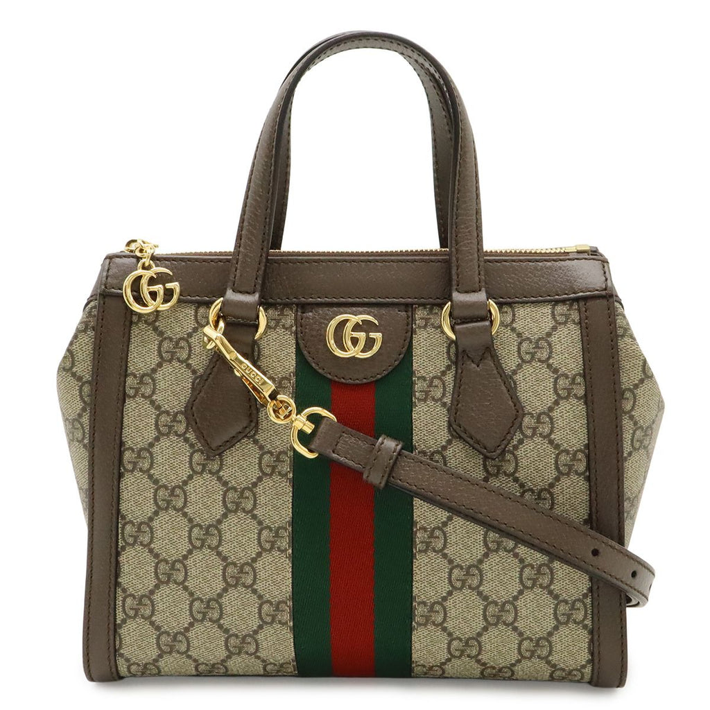 Gucci Ophidia GG Supreme Small Tote 2-Way Shoulder Bag Leather Beige Mocha Brown