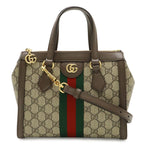 Gucci Ophidia GG Supreme Small Tote 2-Way Shoulder Bag Leather Beige Mocha Brown