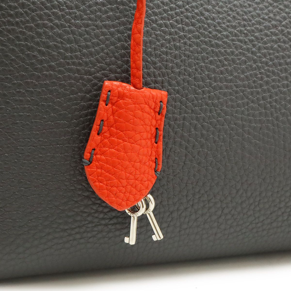 Fendi Carla Selleria Tote Shoulder Leather Gray Red Silver — view 8