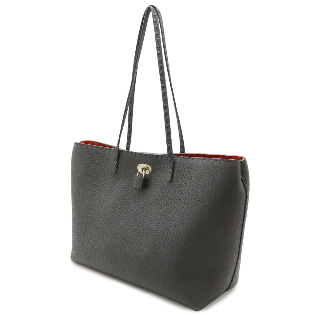 Fendi Carla Selleria Tote Shoulder Leather Gray Red Silver — view 2
