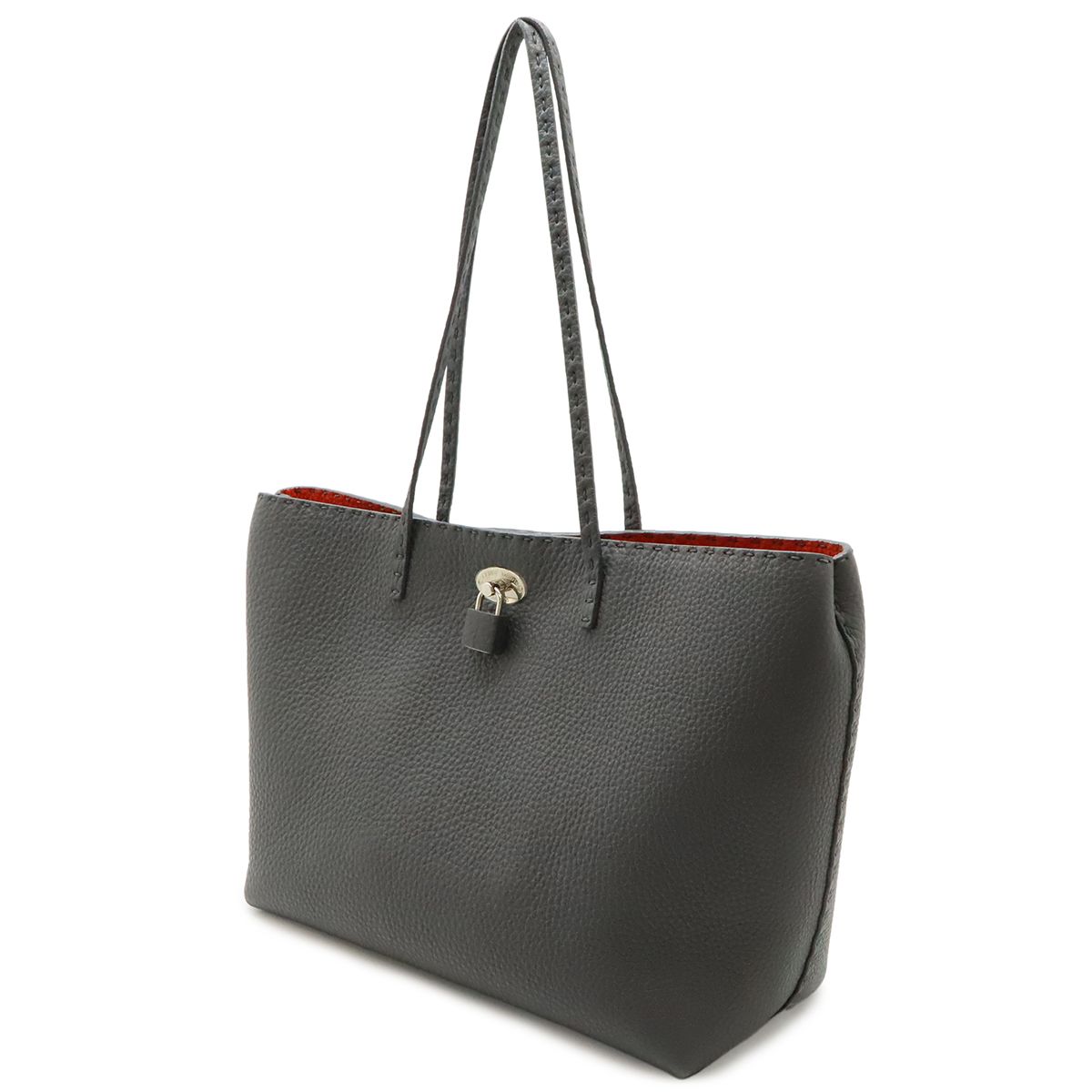 Fendi Carla Selleria Tote Shoulder Leather Gray Red Silver — view 2