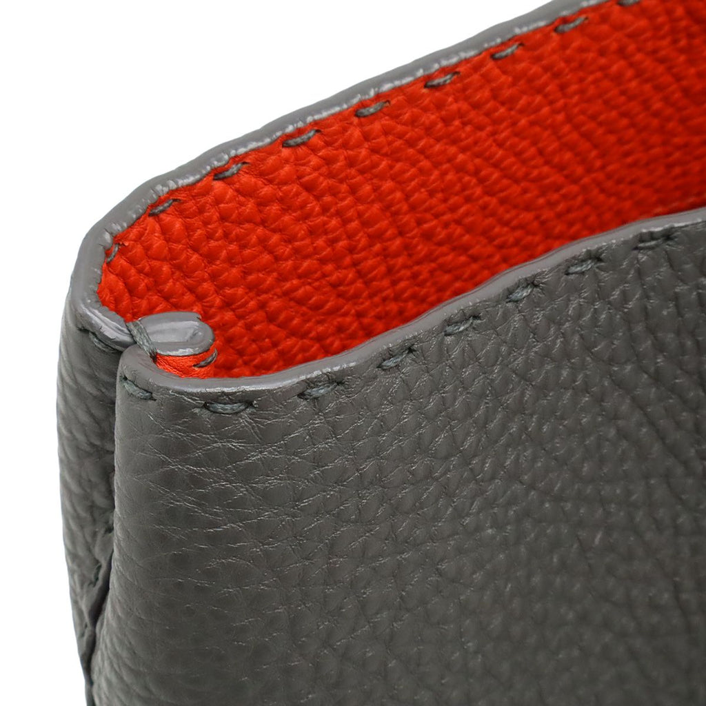 Fendi Carla Selleria Tote Shoulder Leather Gray Red Silver — view 5