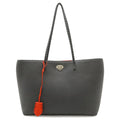 Fendi Carla Selleria Tote Shoulder Leather Gray Red Silver