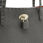 Fendi Carla Selleria Tote Shoulder Leather Gray Red Silver — view 9