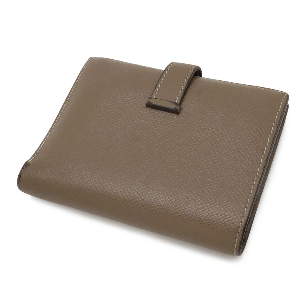 Hermes Bearn Compact Bifold Wallet Veau Epsom Etoupe Gray Ju Kei Gold — view 2