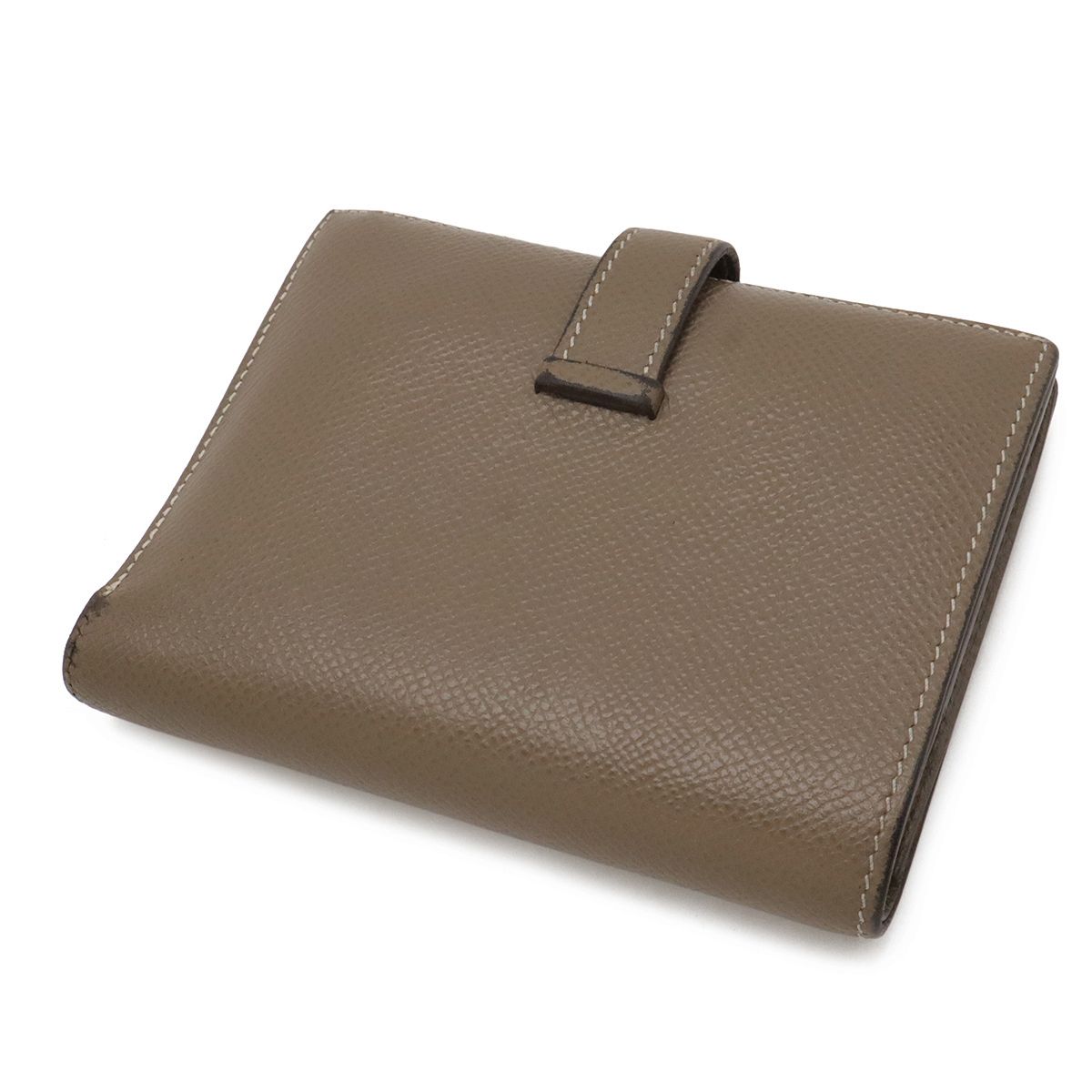 Hermes Bearn Compact Bifold Wallet Veau Epsom Etoupe Gray Ju Kei Gold — view 2