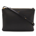 Celine Trio Large Shoulder Bag Pochette Crossbody Pouch Leather Gray Gold
