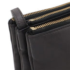 Celine Trio Large Shoulder Bag Pochette Crossbody Pouch Leather Gray Gold — view 6