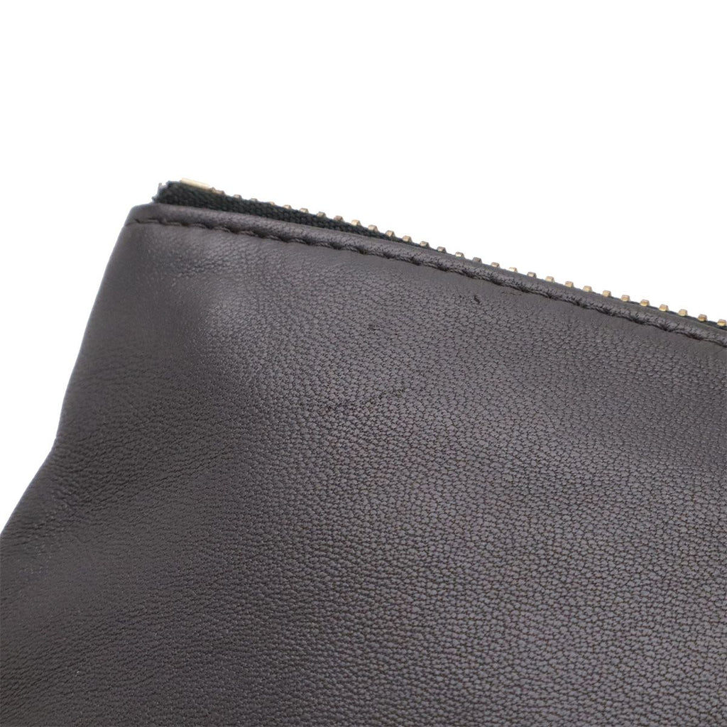 Celine Trio Large Shoulder Bag Pochette Crossbody Pouch Leather Gray Gold — view 4