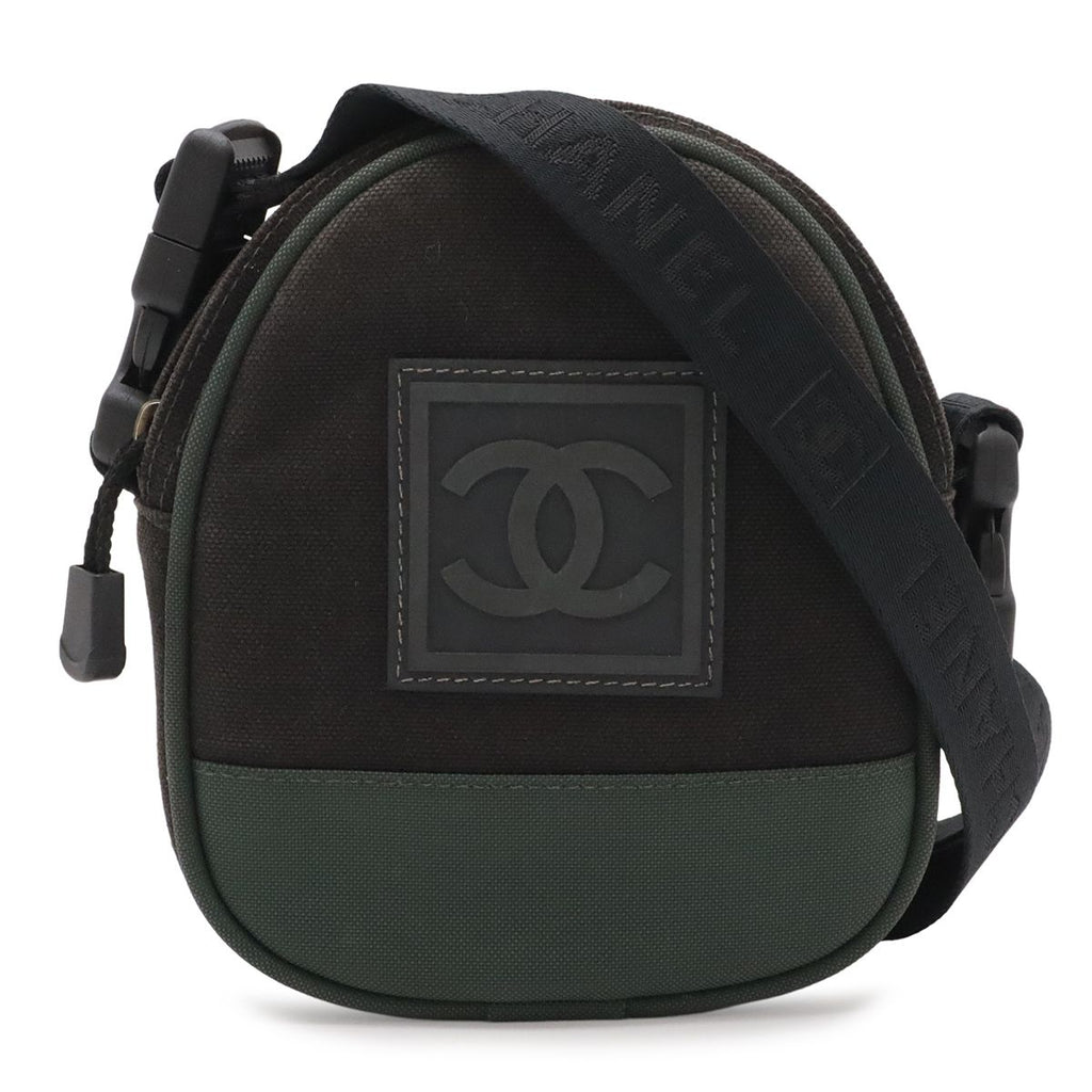 Chanel Sports Line CC Logo Shoulder Bag 2-Way Waist Pouch Nylon Ivory Black