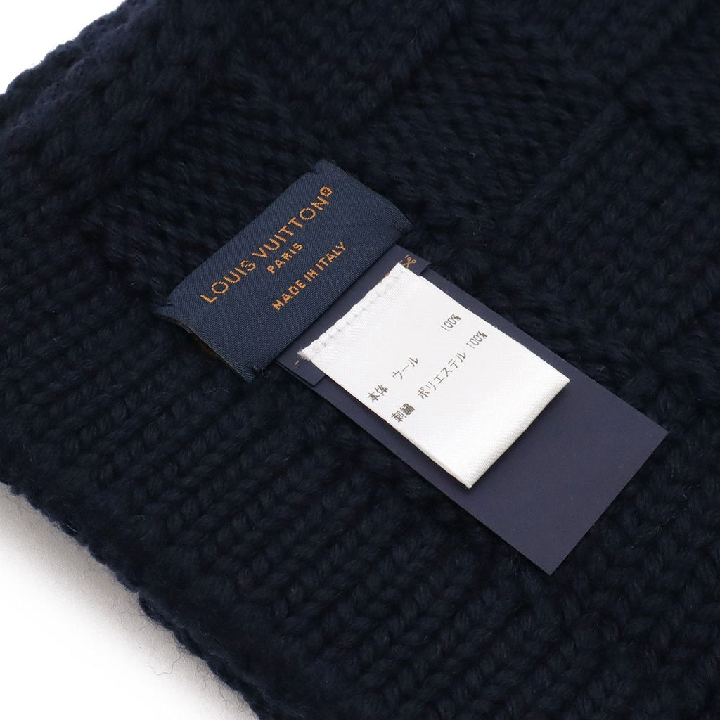 Louis Vuitton Scarf Damier Snug Embroidery Wool Navy — view 5