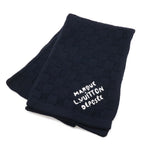Louis Vuitton Scarf Damier Snug Embroidery Wool Navy