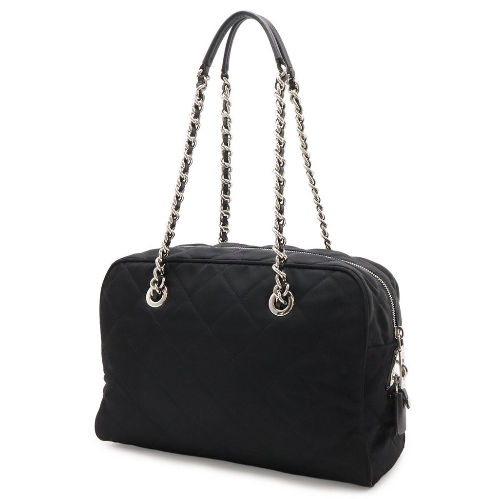 Prada Impuntu Chain Shoulder Bag Nylon Nero Black Silver Domestic Purchase — view 2