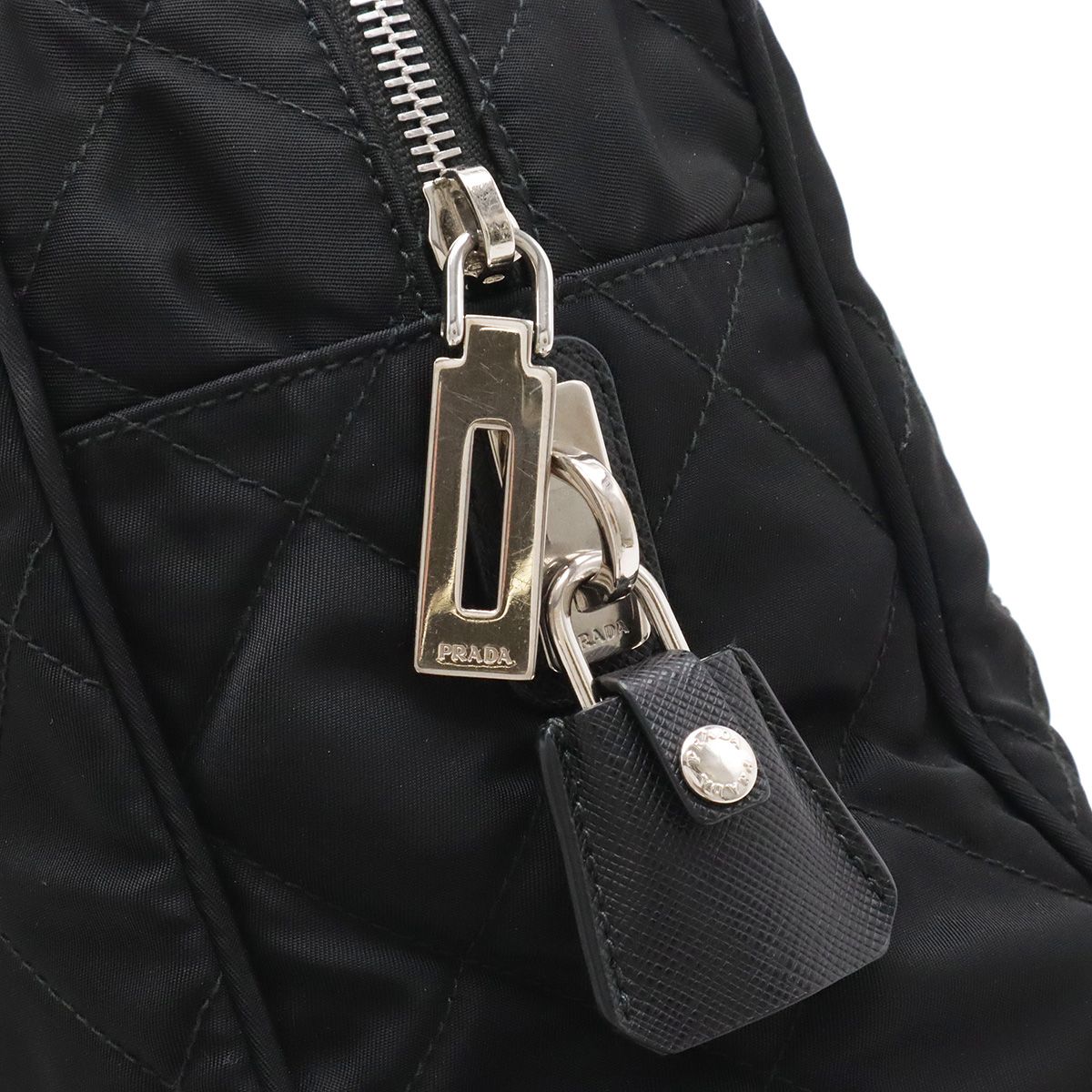 Prada Impuntu Chain Shoulder Bag Nylon Nero Black Silver Domestic Purchase — view 5
