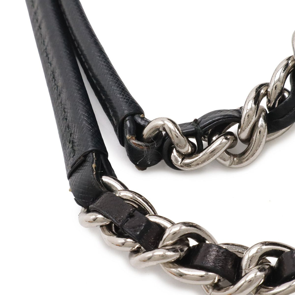Prada Impuntu Chain Shoulder Bag Nylon Nero Black Silver Domestic Purchase — view 6