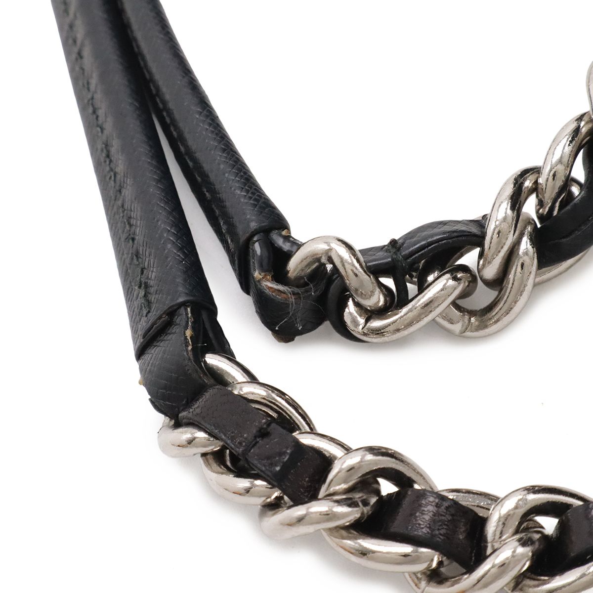 Prada Impuntu Chain Shoulder Bag Nylon Nero Black Silver Domestic Purchase — view 6
