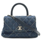 Chanel Wild Stitch Top Handle Flap Bag Coco XS Handbag 2-Way Chain Shoulder