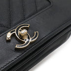 Chanel Mademoiselle Vintage Stitch Chez Blanc Chain Wallet Shoulder Bag Caviar — view 4