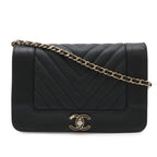 Chanel Mademoiselle Vintage Stitch Chez Blanc Chain Wallet Shoulder Bag Caviar