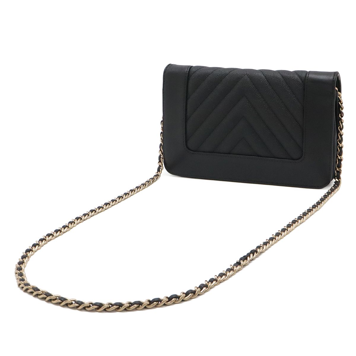 Chanel Mademoiselle Vintage Stitch Chez Blanc Chain Wallet Shoulder Bag Caviar — view 2