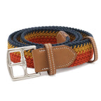 Hermes Cover le Etriviere Belt Braided Wax Cotton Leather Orange Yellow Navy