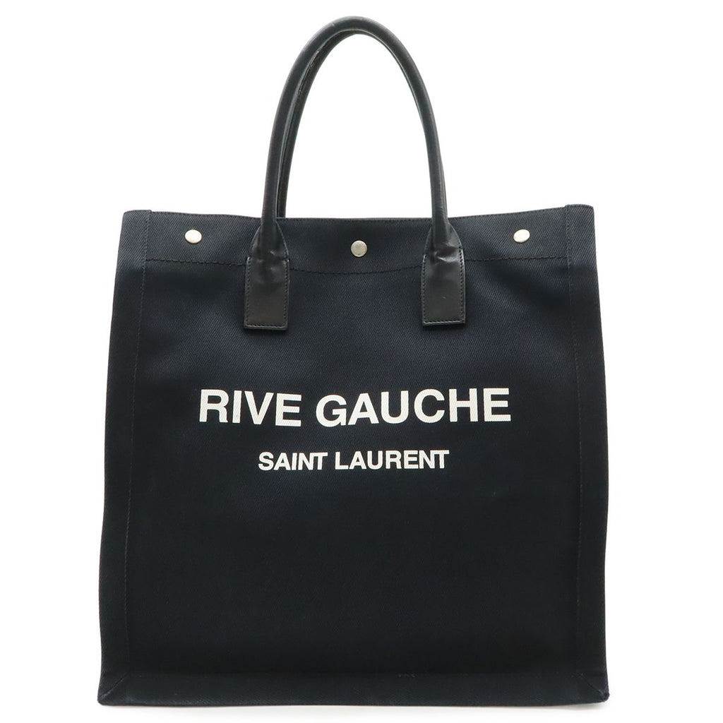 Saint Laurent Paris YSL Yve Gauche Rive Tote Canvas Leather Black