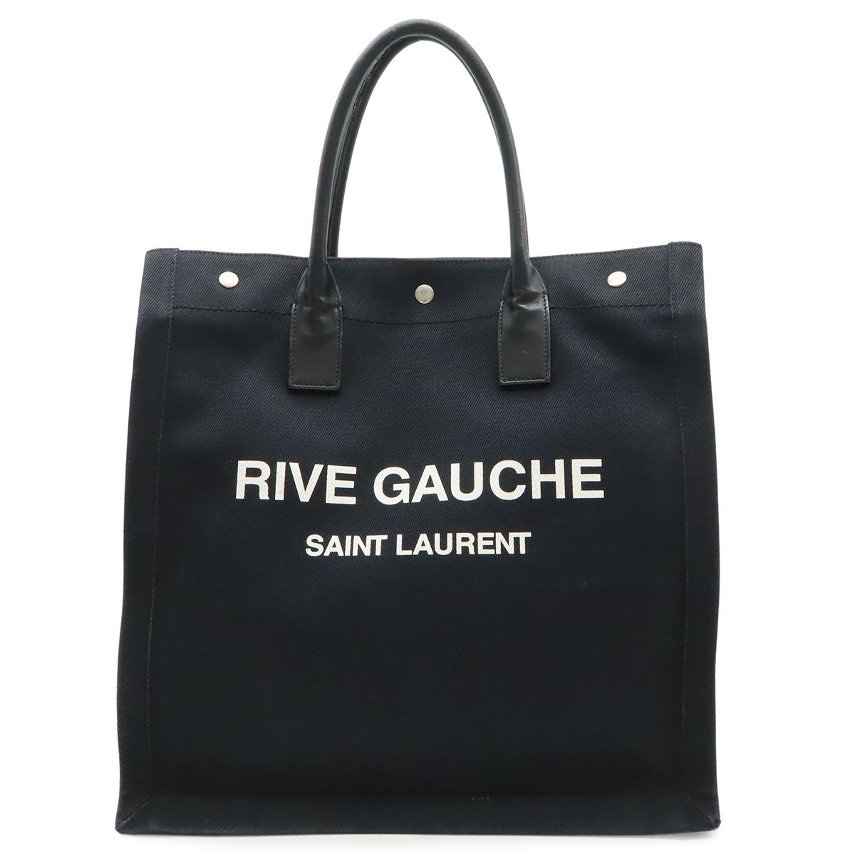 Saint Laurent Paris YSL Yve Gauche Rive Tote Canvas Leather Black