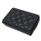 Chanel Boy Quilted CC Logo Small Flap Wallet Trifold Caviar Leather Black Gold — view 2