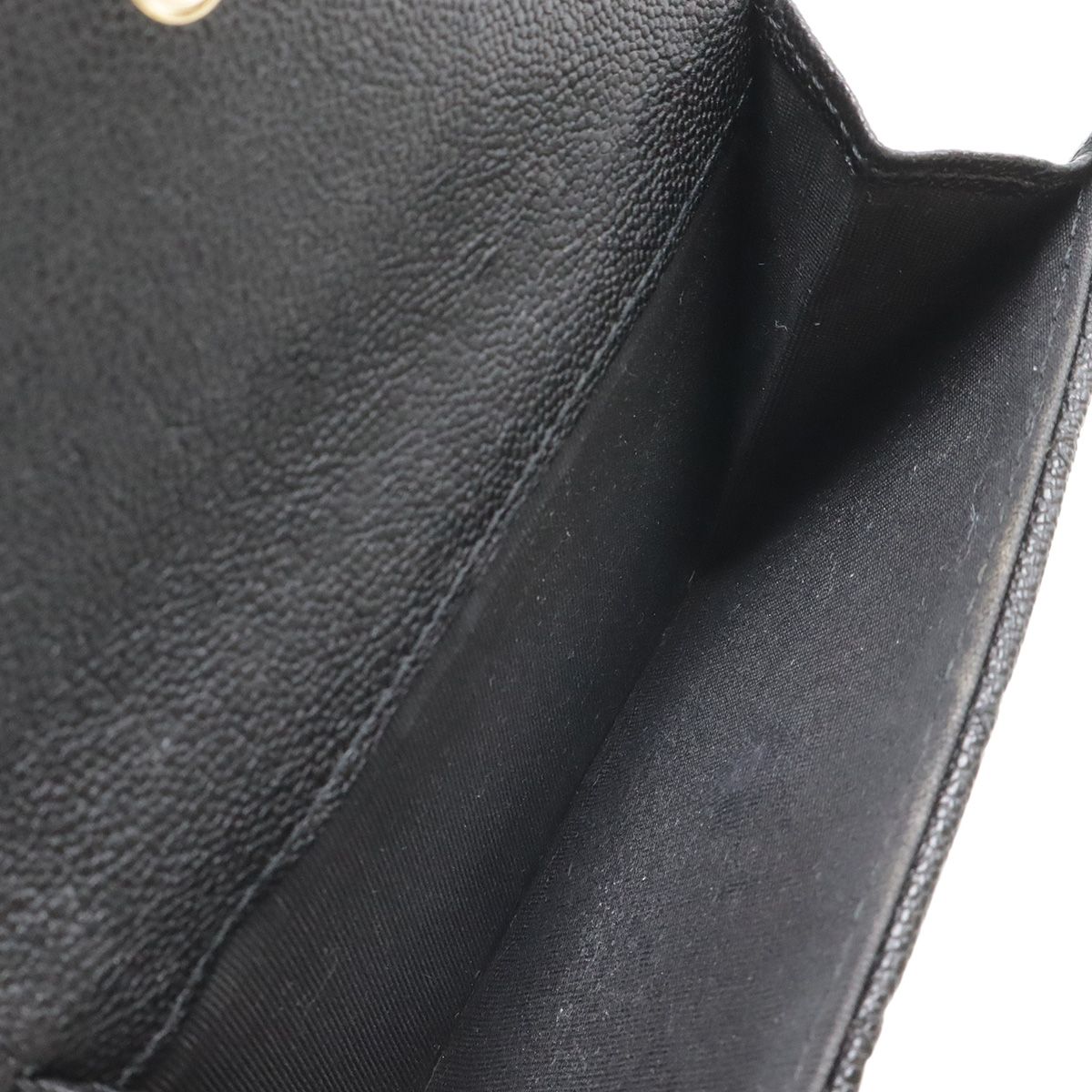 Chanel Boy Quilted CC Logo Small Flap Wallet Trifold Caviar Leather Black Gold — view 7