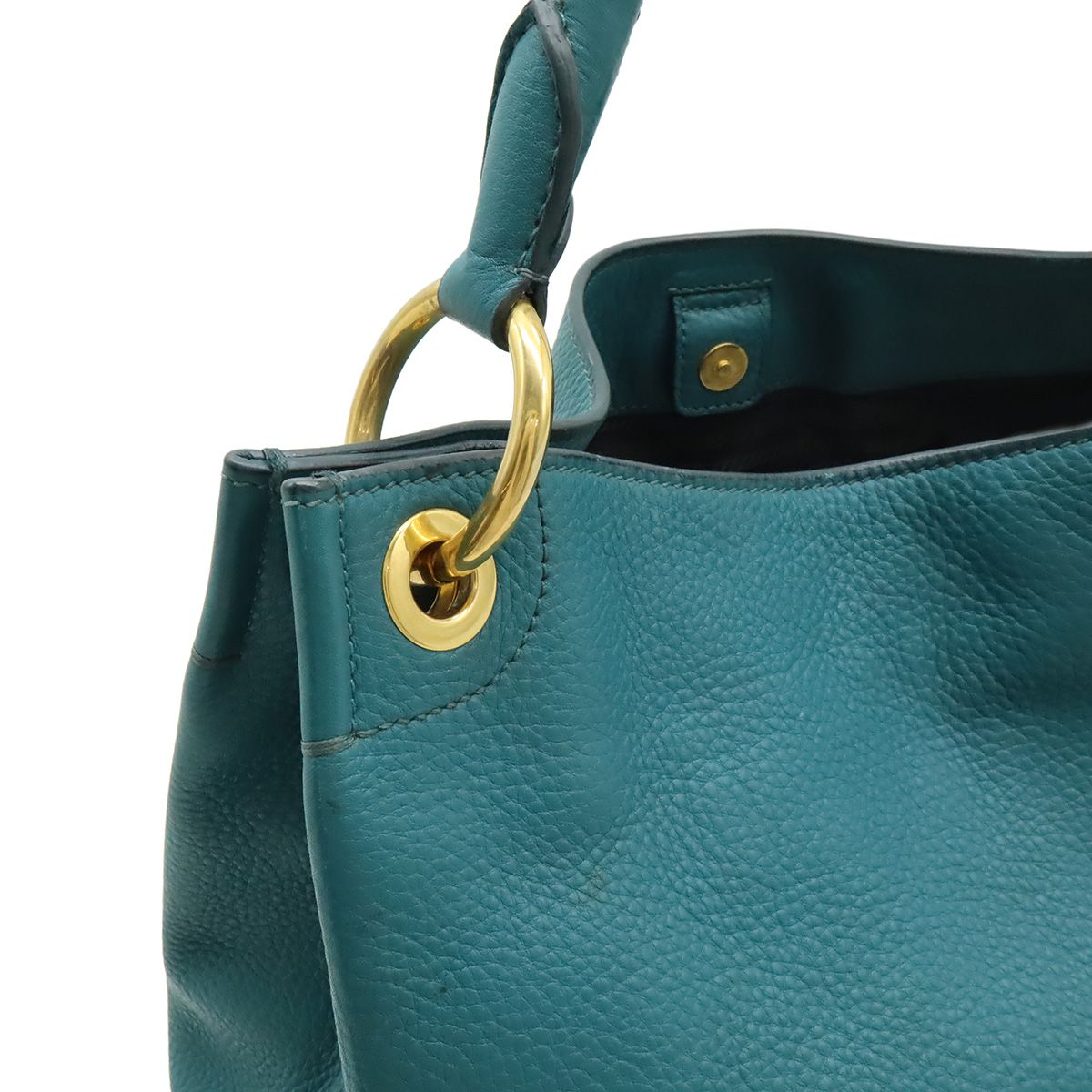 Prada Shoulder Bag Leather Green Gold — view 5