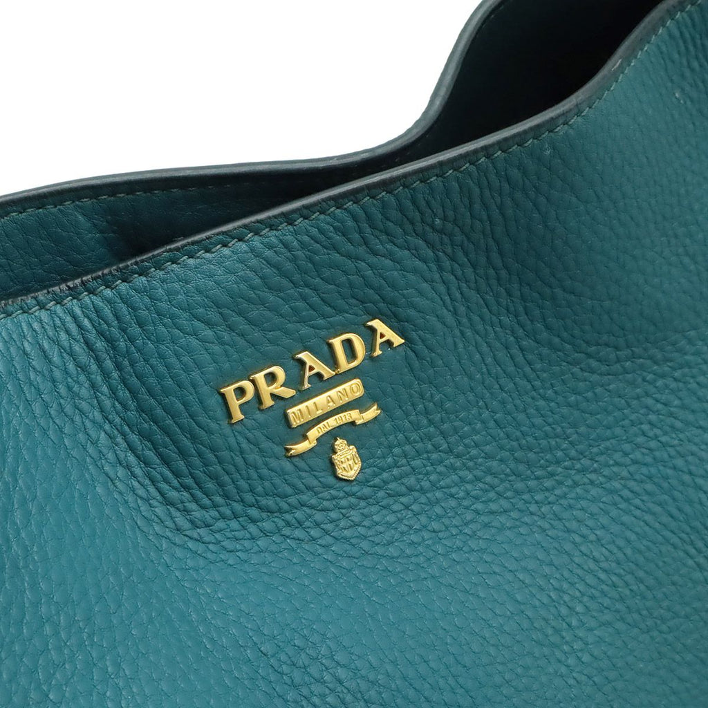 Prada Shoulder Bag Leather Green Gold — view 8