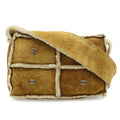 Chanel CC Logo Shoulder Bag Crossbody Shearling Brown Silver