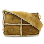Chanel CC Logo Shoulder Bag Crossbody Shearling Brown Silver