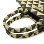 Prada Symbol Embroidery Fabric Small Tote Jacquard Black Beige Gold — view 6