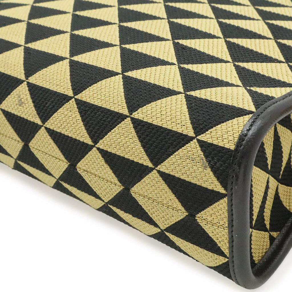 Prada Symbol Embroidery Fabric Small Tote Jacquard Black Beige Gold — view 3