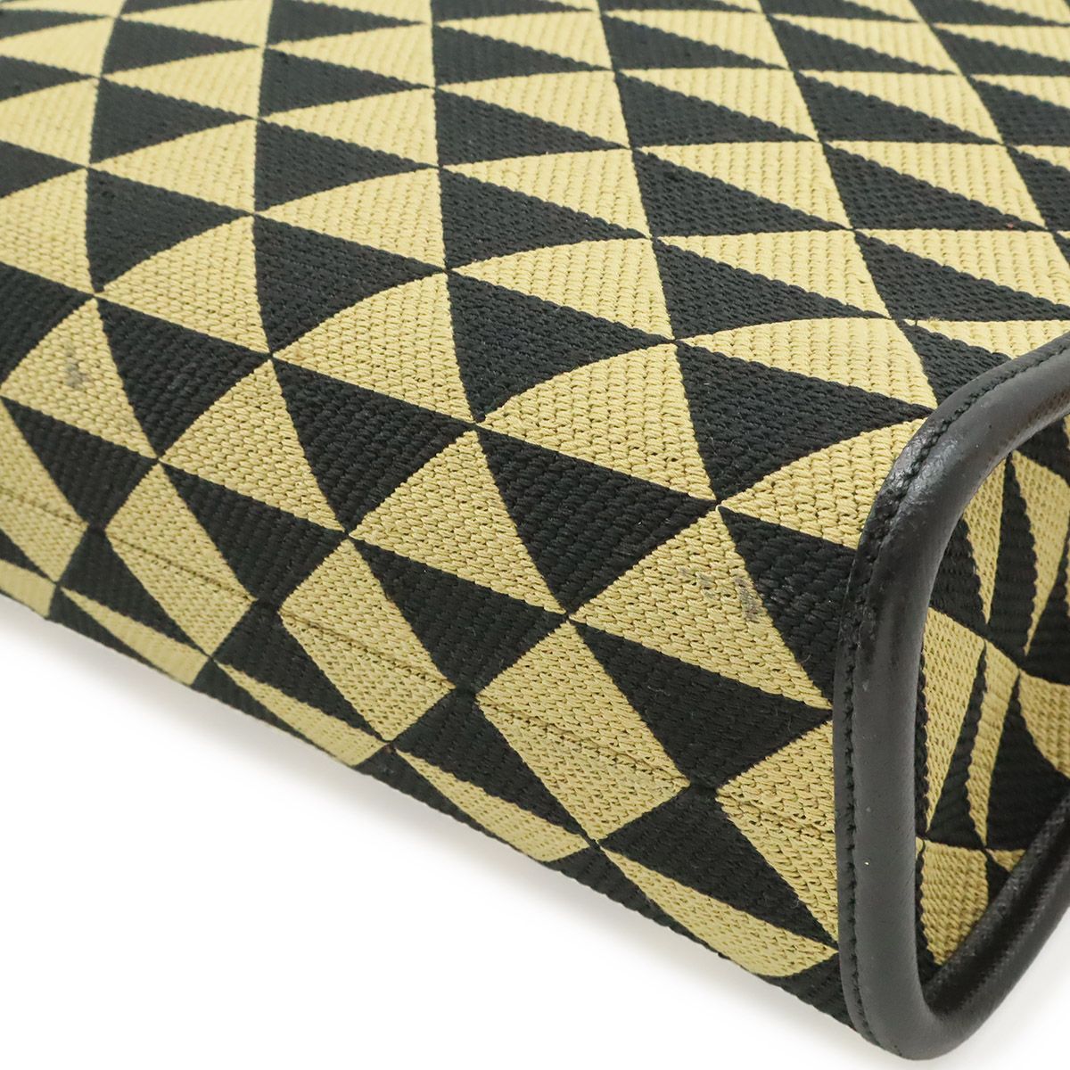 Prada Symbol Embroidery Fabric Small Tote Jacquard Black Beige Gold — view 3