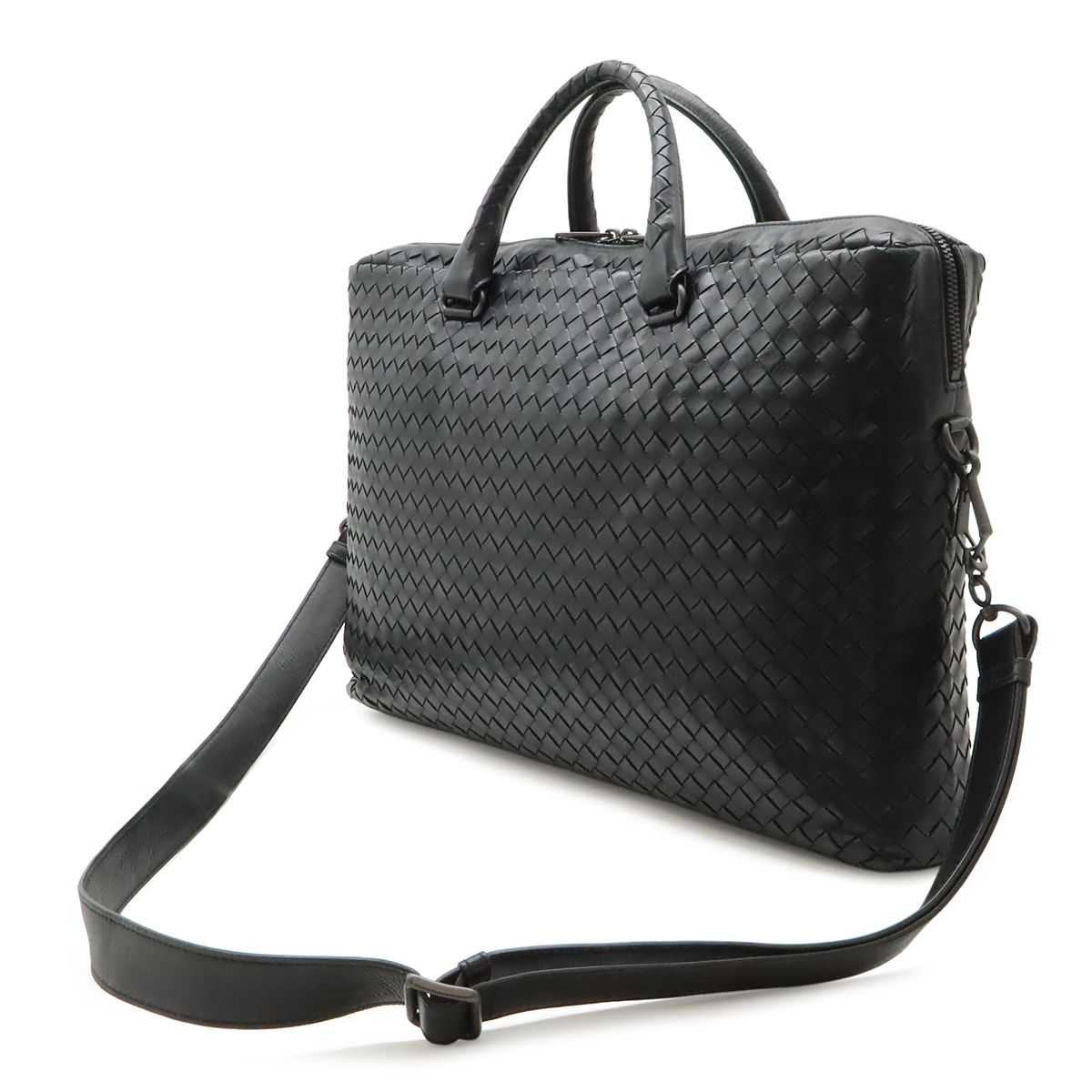 Bottega Veneta Intrecciato Business Document 2-Way Shoulder Bag Leather Black — view 2