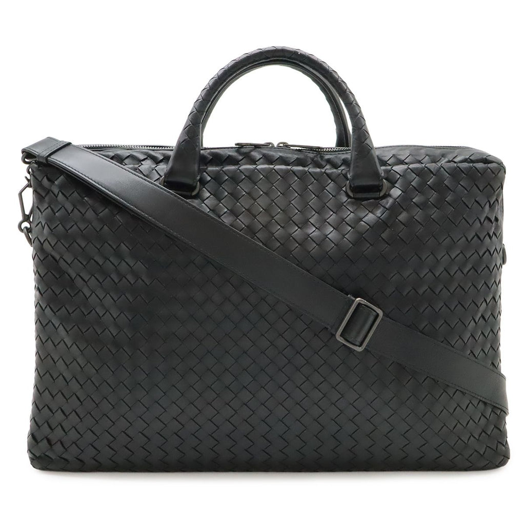 Bottega Veneta Intrecciato Business Document 2-Way Shoulder Bag Leather Black